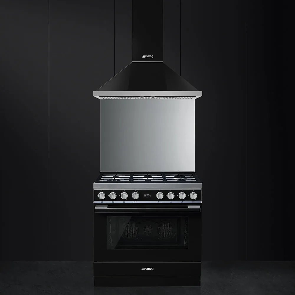 SMEG תנור משולב כיריים 90 ס"מ פירוליטי סדרת PORTOFINO זכוכית שחורה תוצרת SMEG דגם CPF9GPBL — תמונה 2