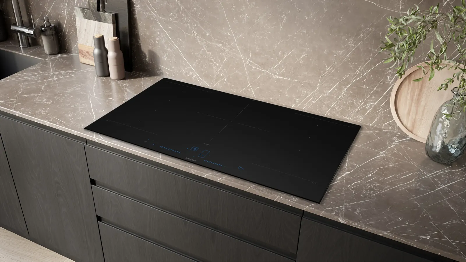 Siemens כיריים אינדוקציה 90 ס"מ flexInduction גימור שחור מט נגד שריטות סדרת Studio Line IQ700  תוצרת Siemens דגם EX97BNVV6E — תמונה 4