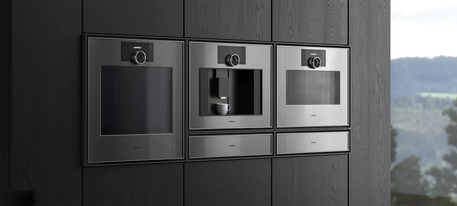 GAGGENAU תנור אידוי 45 ס"מ עם הזנת מים משולב טורבו וגריל דלת צד  נירוסטה בציפוי זכוכית מעושנת סדרת Expressive תוצרת GAGGENAU דגם GS470120 — תמונה 13