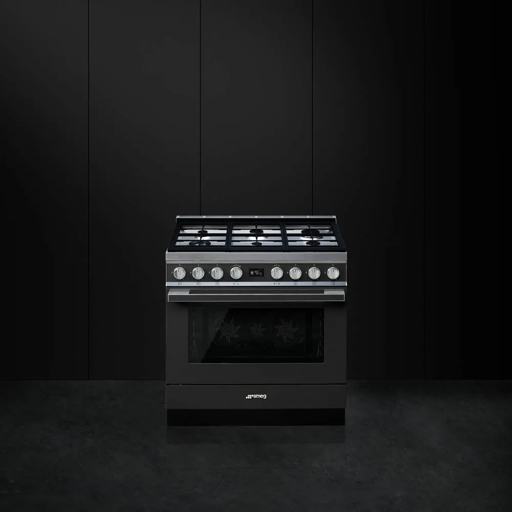 SMEG תנור משולב כיריים גז 90 ס"מ פירוליטי סדרת PORTOFINO גימור אנטרציט תוצרת SMEG דגם CPF9GPAN — תמונה 4