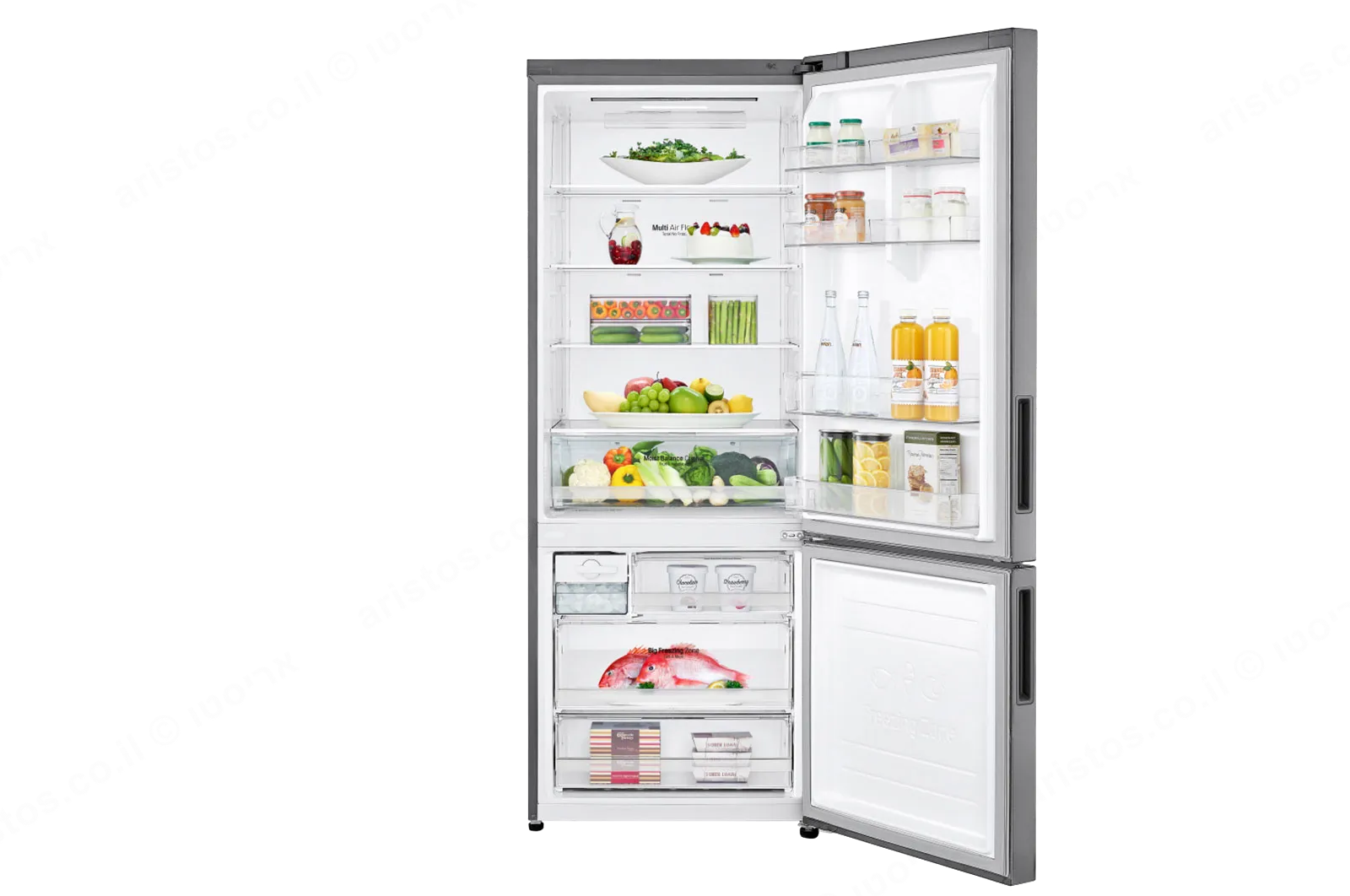 LG מקרר מקפיא תחתון 465 ליטר מדחס אינוורטר נירוסטה מוברשת מבית LG דגם GR-B479BF — תמונה 3