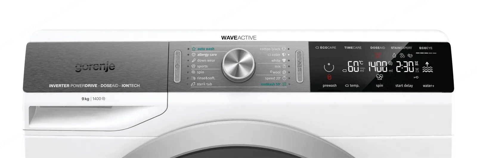 Gorenje מכונת כביסה 9 קג פתח חזית מנוע אינוורטר Gorenje דגם WS947LN — תמונה 2