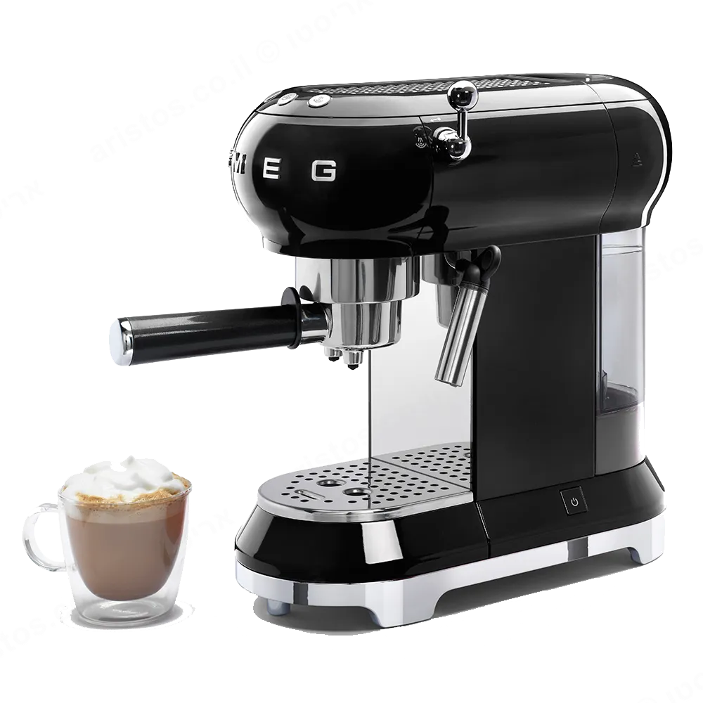 SMEG מכונת קפה מקצועית כולל מקצף חלב בצבע שחור מסדרת 50's Retro Style,תוצרת SMEG דגם ECF01BLEU — תמונה 4