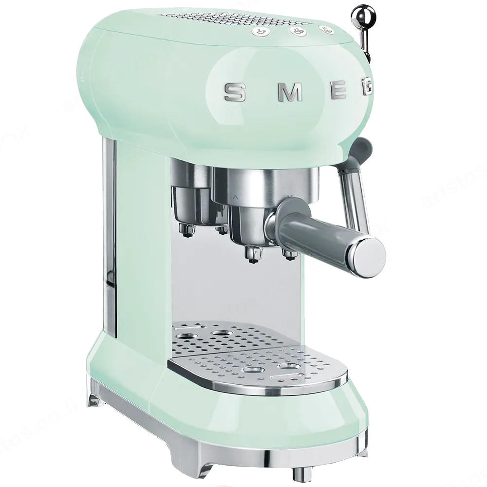 SMEG מכונת קפה מקצועית כולל מקצף חלב בצבע ירוק פסטל מסדרת 50's Retro Style,תוצרת SMEG דגם ECF01PGUK — תמונה 2