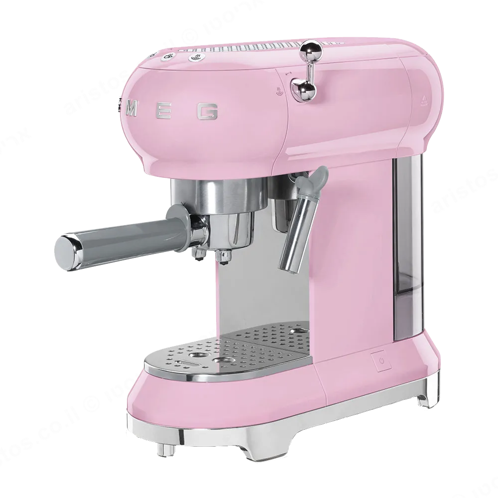 SMEG מכונת קפה מקצועית כולל מקצף חלב בצבע ורוד מסדרת 50's Retro Style,תוצרת SMEG דגם ECF01PKUK — תמונה 3