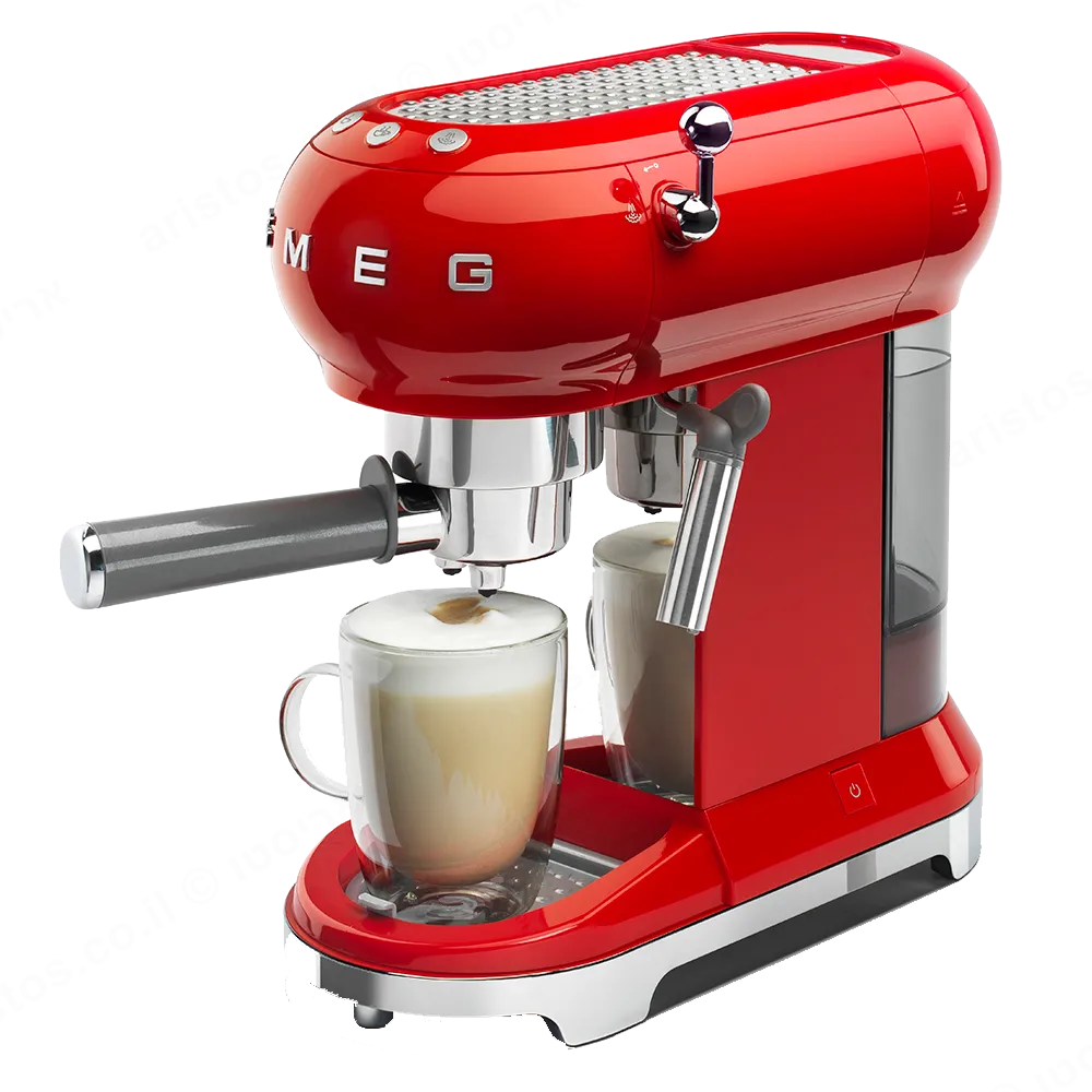 SMEG מכונת קפה מקצועית כולל מקצף חלב בצבע אדום מסדרת 50's Retro Style,מבית ECF01RDEUדגם ECF01RDEU — תמונה 5