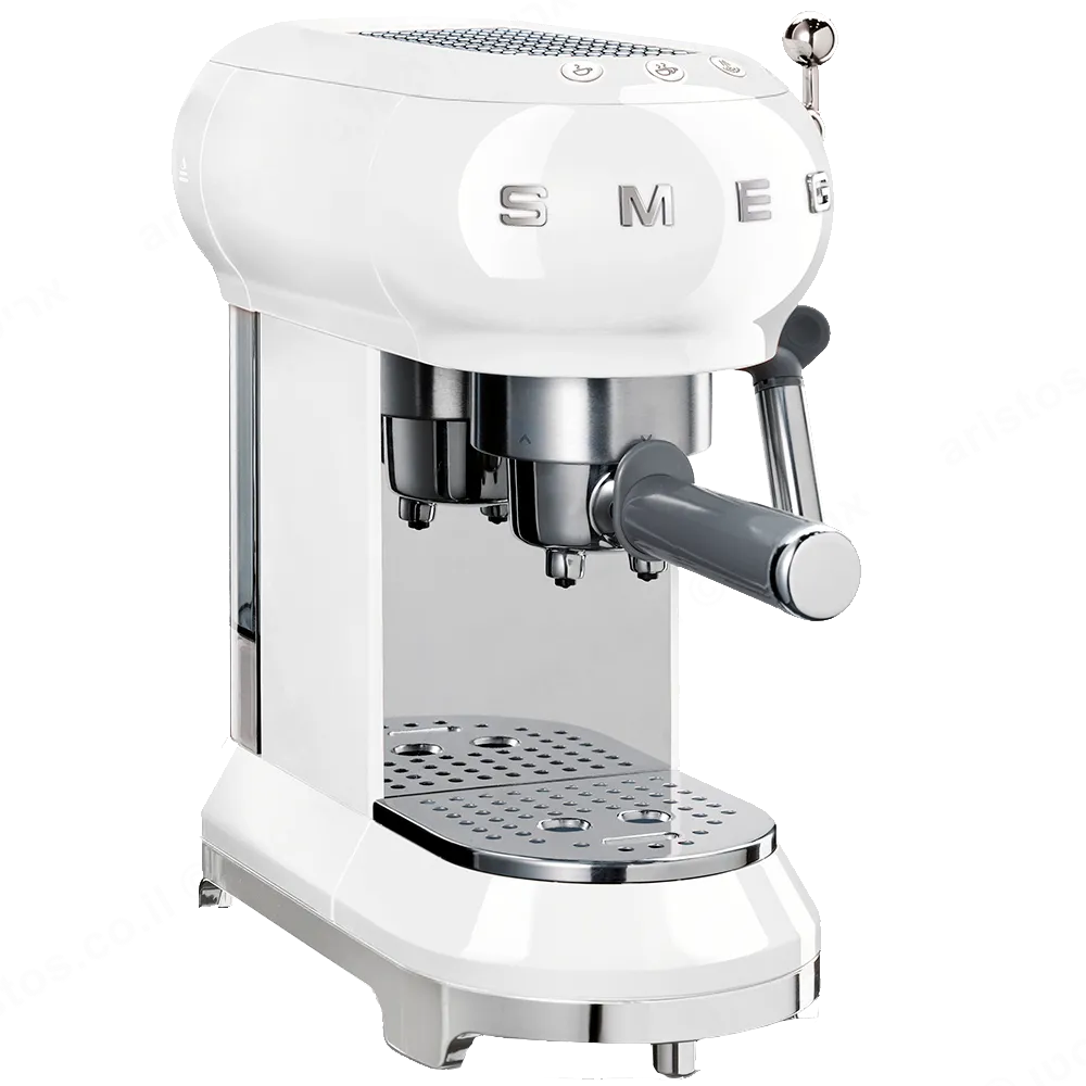 SMEG מכונת קפה מקצועית כולל מקצף חלב בצבע לבן מסדרת 50's Retro Style,תוצרת SMEG דגם ECF01WHUK — תמונה 3