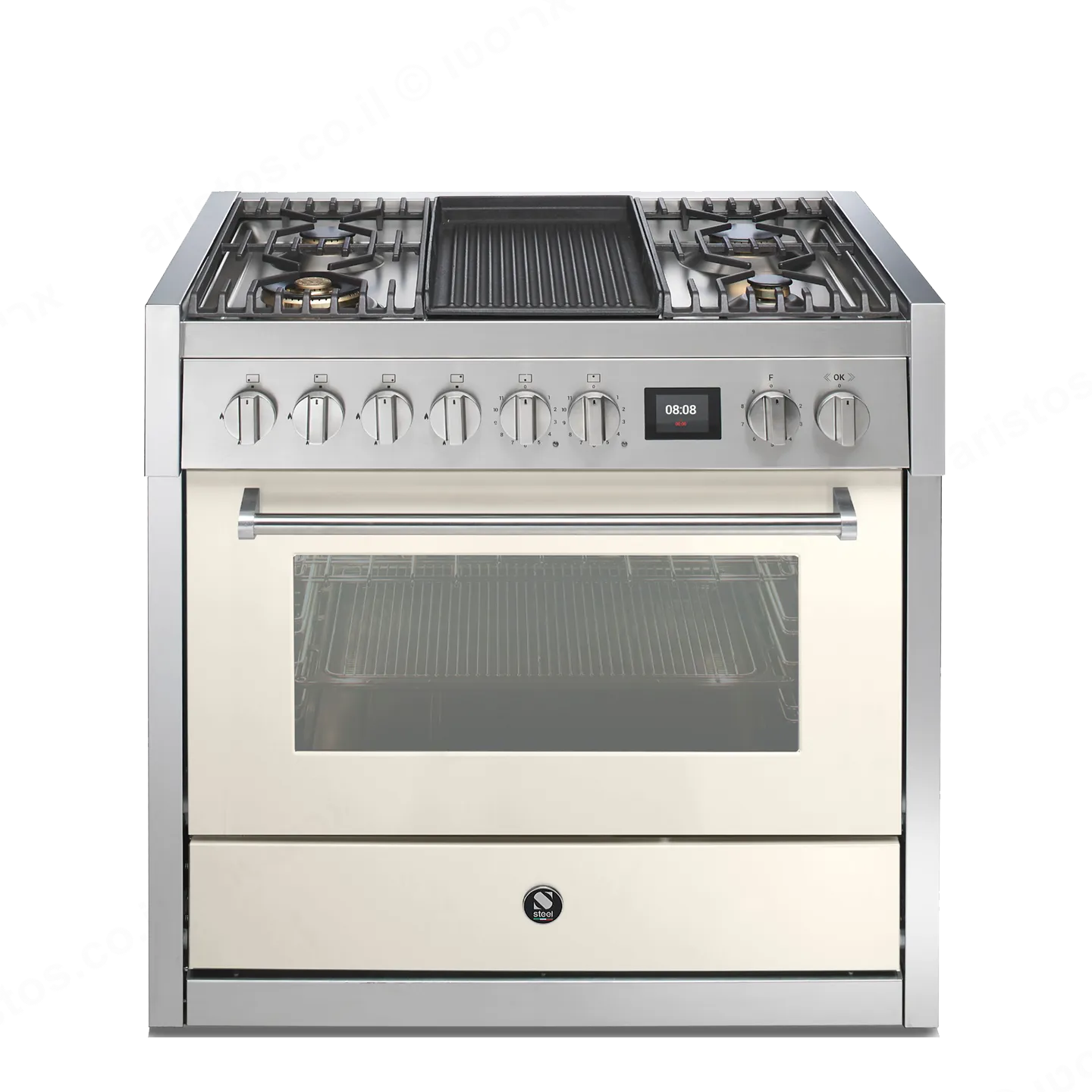 Steel תנור COMBISTEAM משולב כיריים 90 ס"מ 315 מעלות גימור לבן תוצרת Steel דגם GENESI 90 NUVOLA — תמונה 10