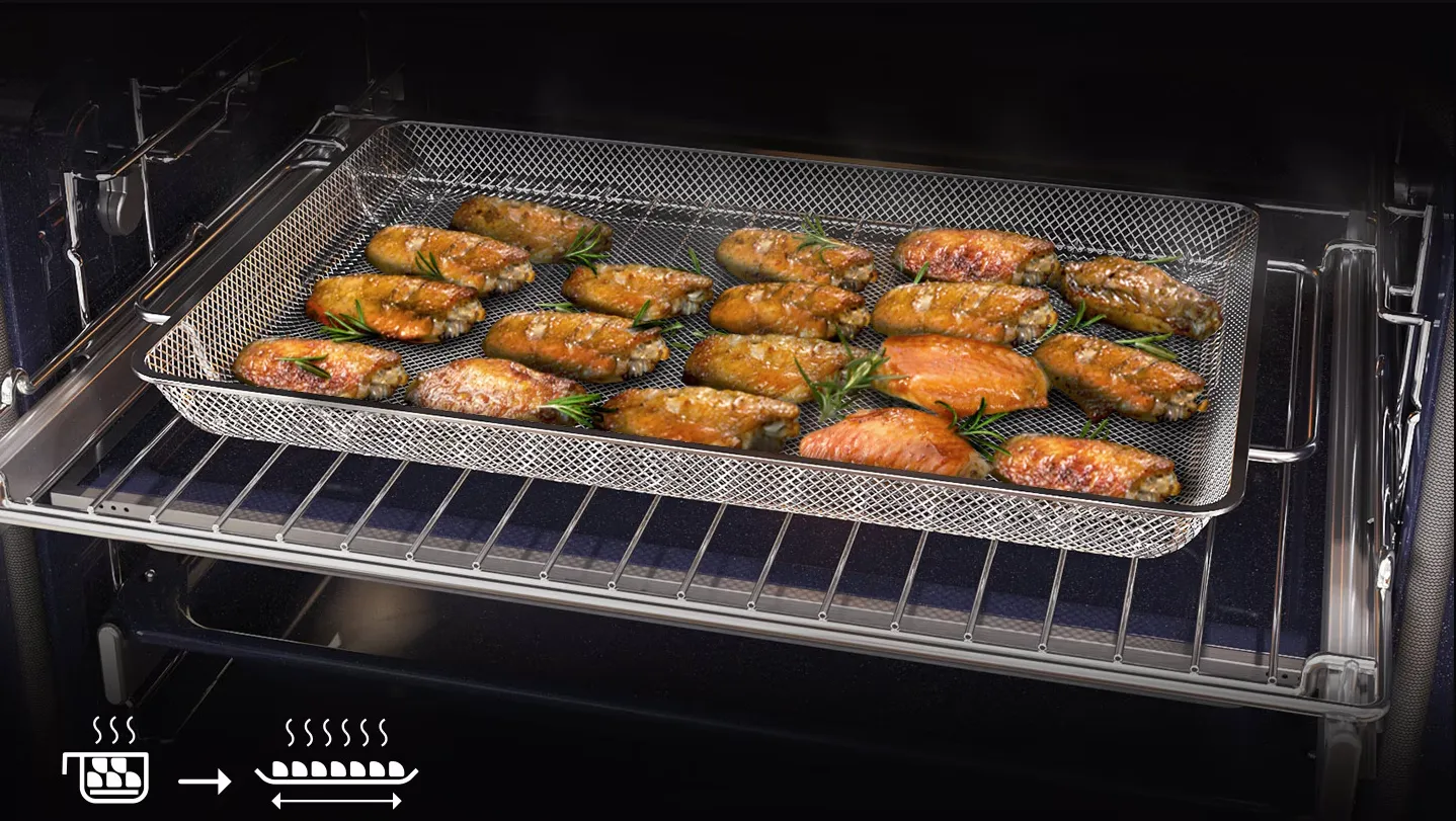 Samsung תנור אידוי Dual cook Full steam פירוליטי 60 ס"מ AIRFRY בעיצוב יוקרתי עם מצלמת AI פתיחה חשמלית ללא ידית תוצרת Samsung דגם NV7B7997AAK  — תמונה 11