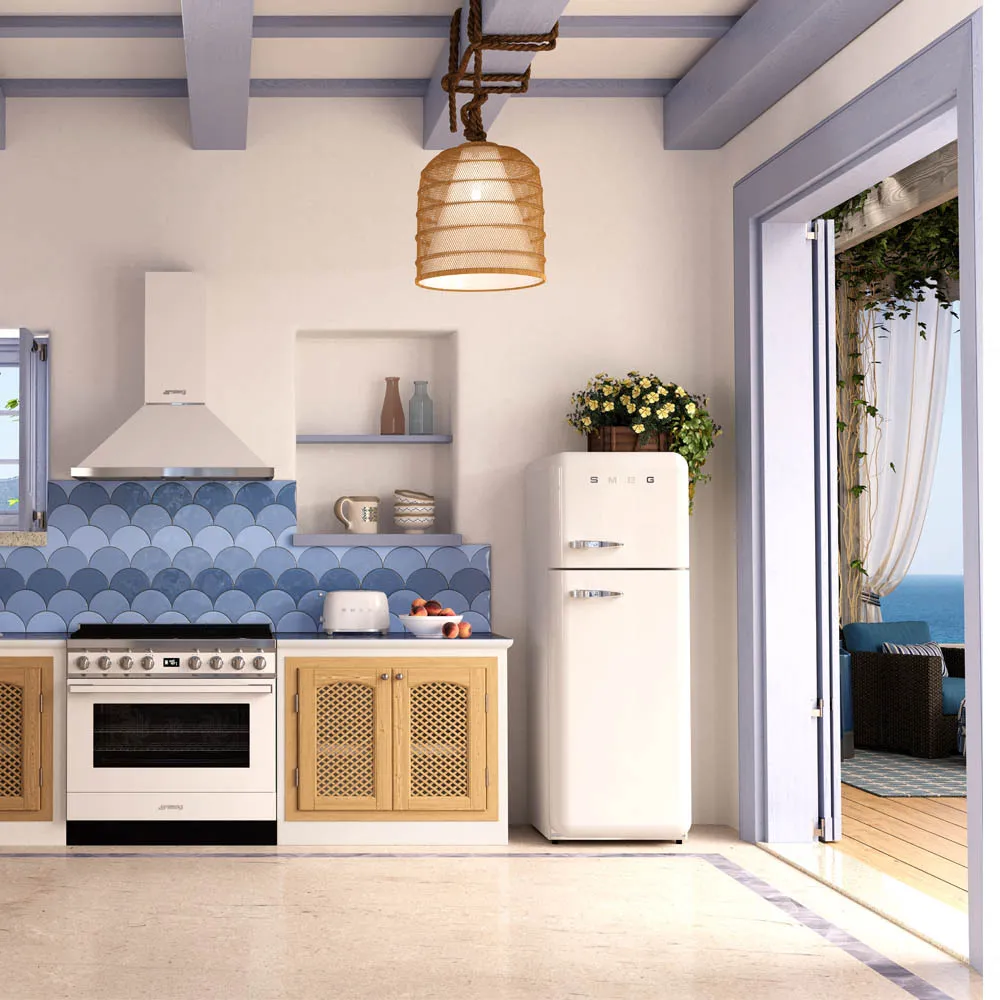 SMEG תנור משולב כיריים גז 90 ס"מ פירוליטי סדרת PORTOFINO זכוכית לבנה תוצרת SMEG דגם CPF9GPWH — תמונה 6