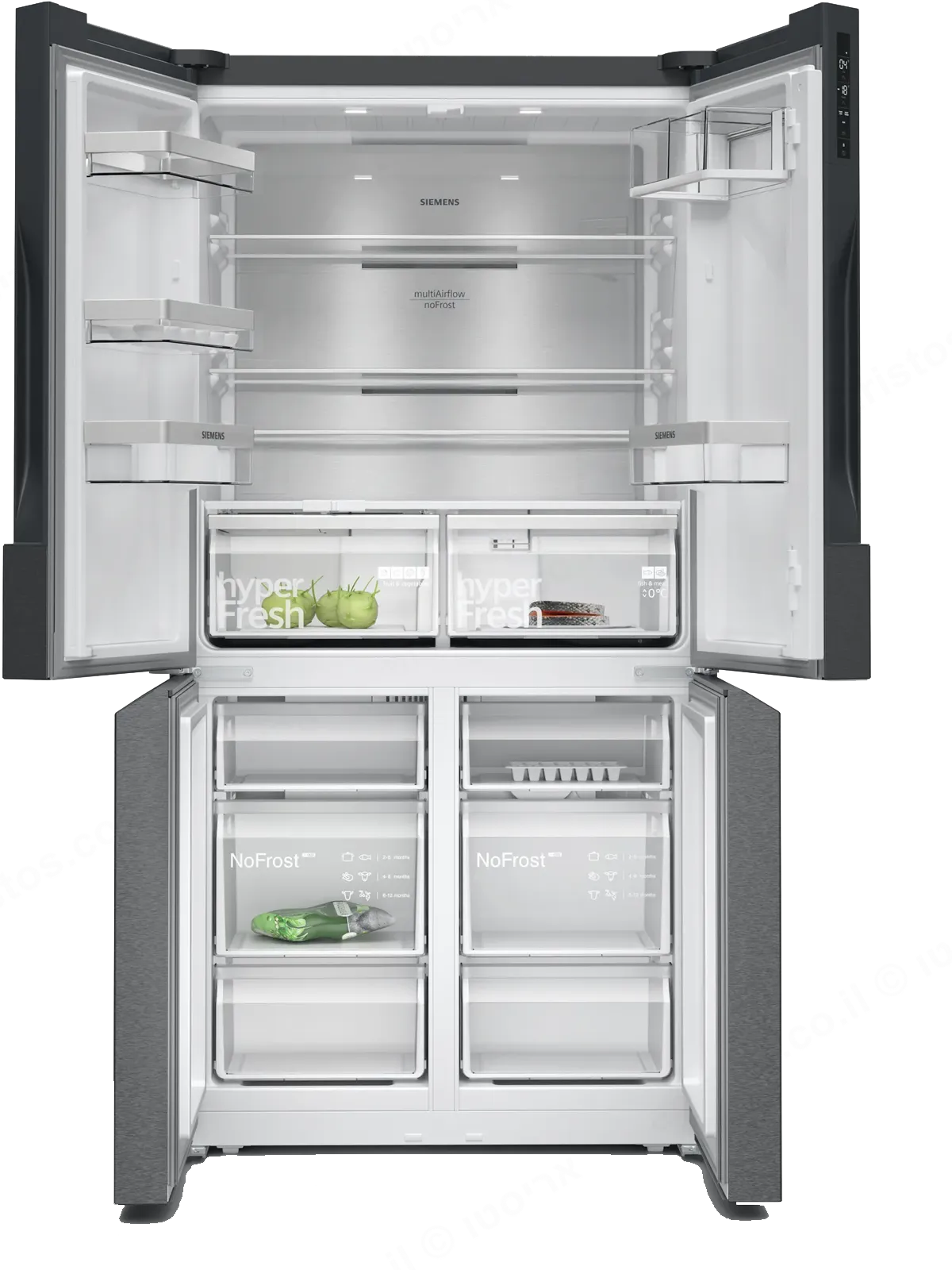Siemens מקרר 4 דלתות 90.5 ס"מ Home Connect גימור נירוסטה שחורה תוצרת Siemens דגם KF96NAXEA — תמונה 2