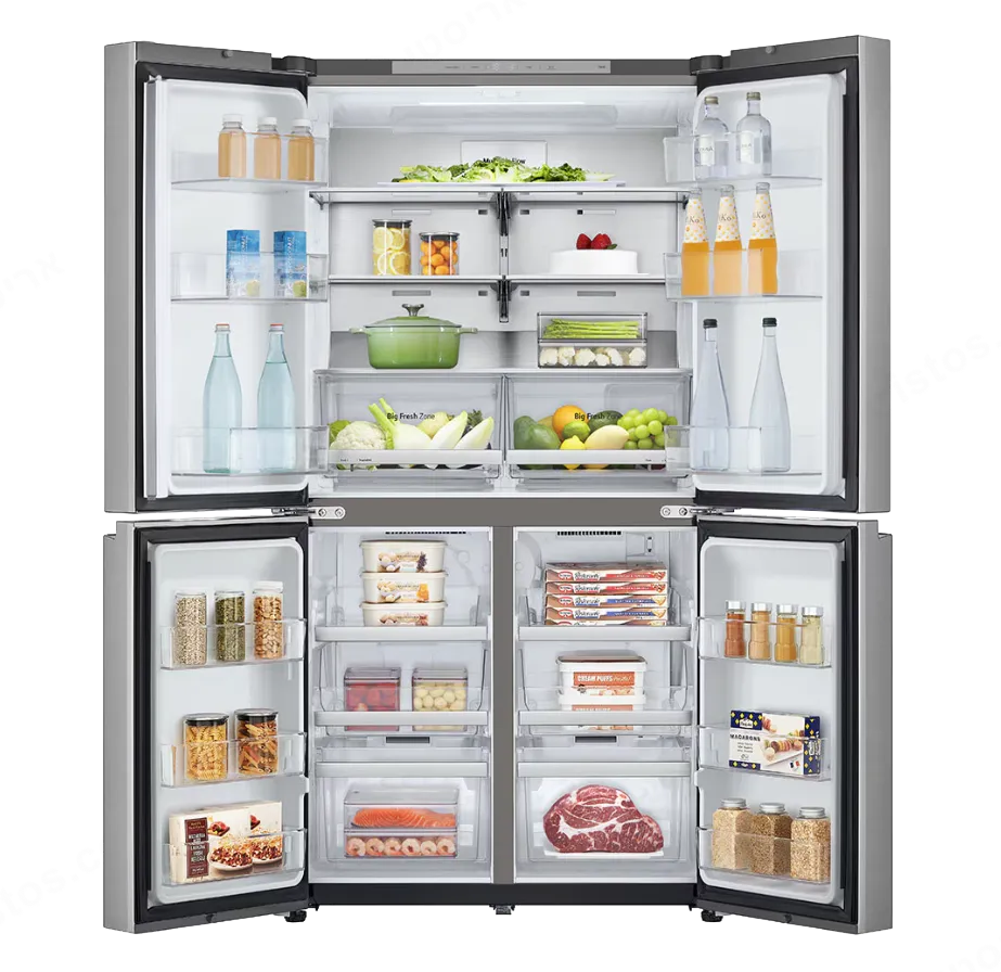 LG מקרר 4 דלתות 90 ס"מ 665 ליטר מנוע Inverter נירוסטה מוברשת מבית LG דגם GR-728S — תמונה 2