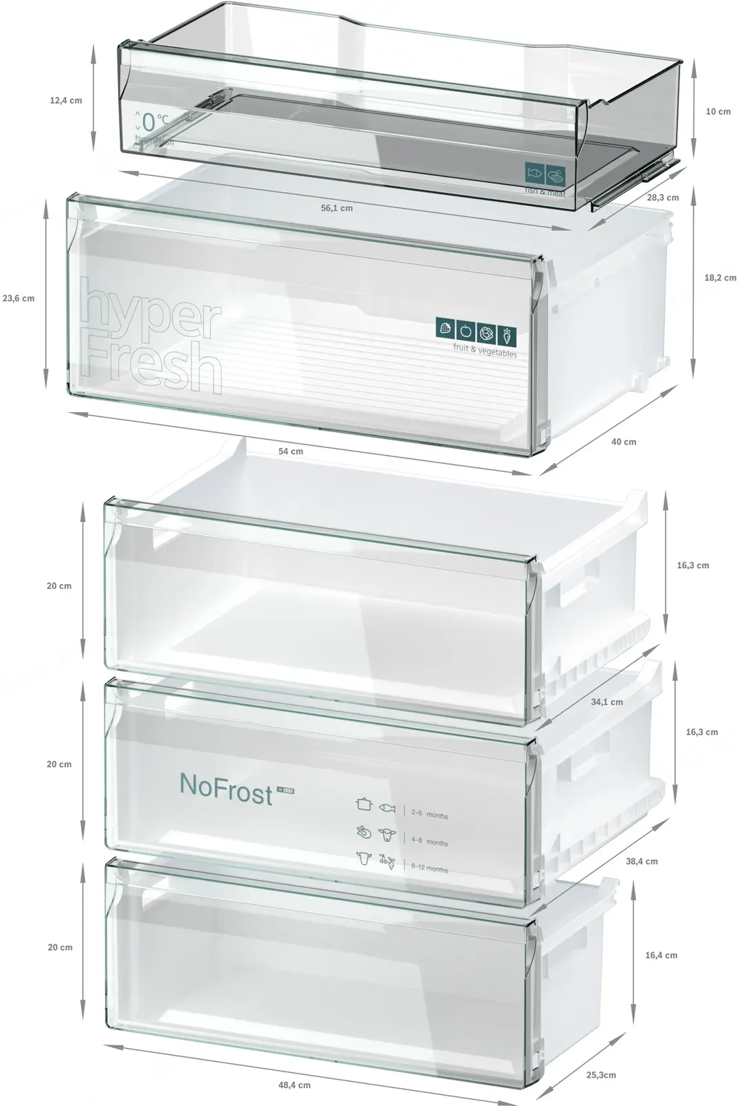 Siemens מקרר קו ארון מקפיא תחתון 140 ס"מ 880 ליטר NO FROST hyperFresh נירוסטה מוברשת תוצרת Siemens דגם KG49NVIDG 140 — תמונה 8