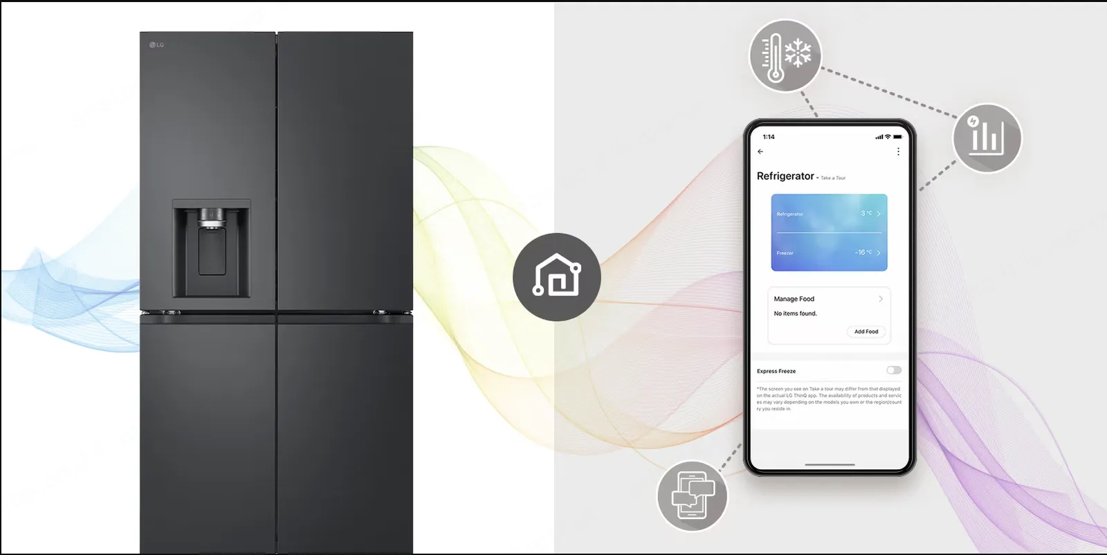 LG מקרר 4 דלתות 90 ס"מ 637 ליטר בר מים וקרח גימור פלדה שחורה מבית LG דגם GR-730BDIS — תמונה 8
