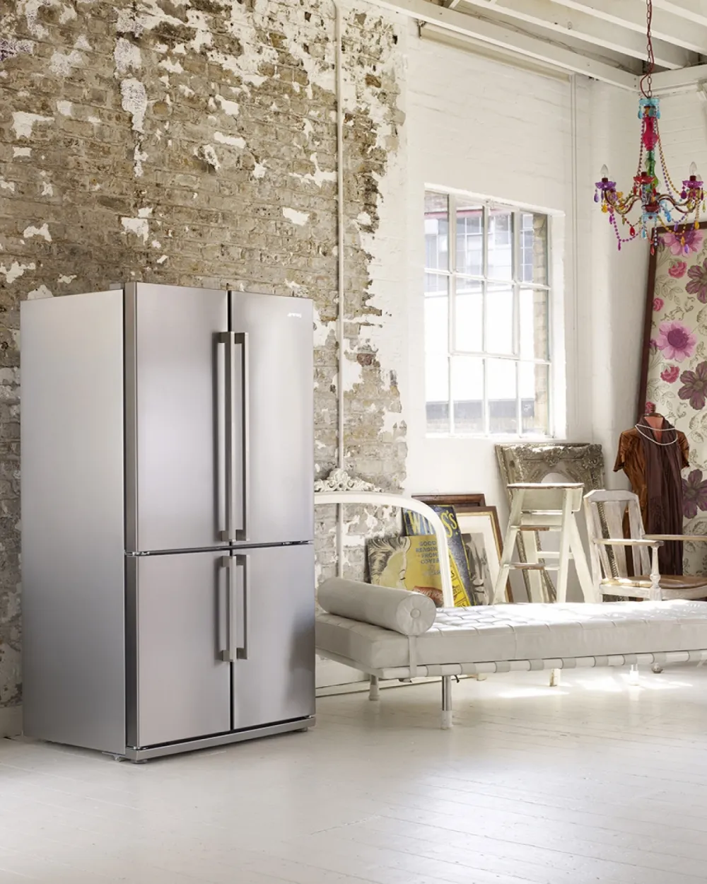 SMEG מקרר מקפיא תחתון 4 דלתות נירוסטה תוצרת SMEG דגם FQ60XP — תמונה 3