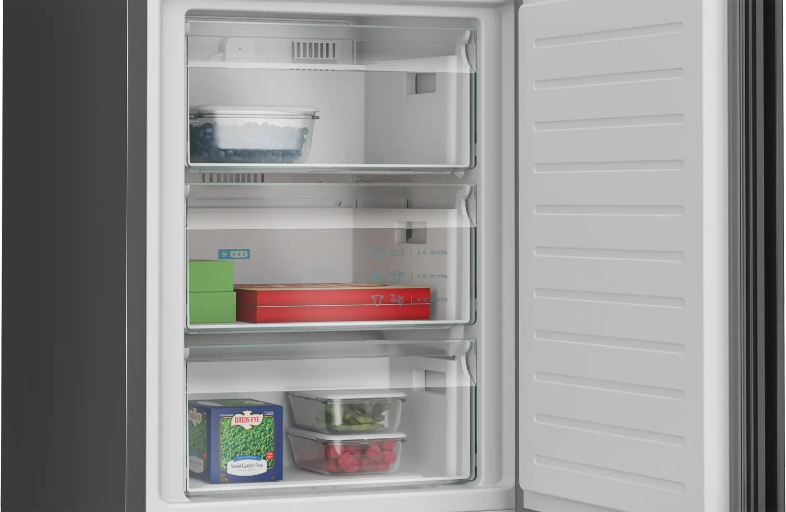 Siemens מקרר קו ארון מקפיא תחתון 120 ס"מ 726 ליטר NO FROST hyperFresh נירוסטה שחורה תוצרת Siemens דגם KG39NVXCG 120 — תמונה 7