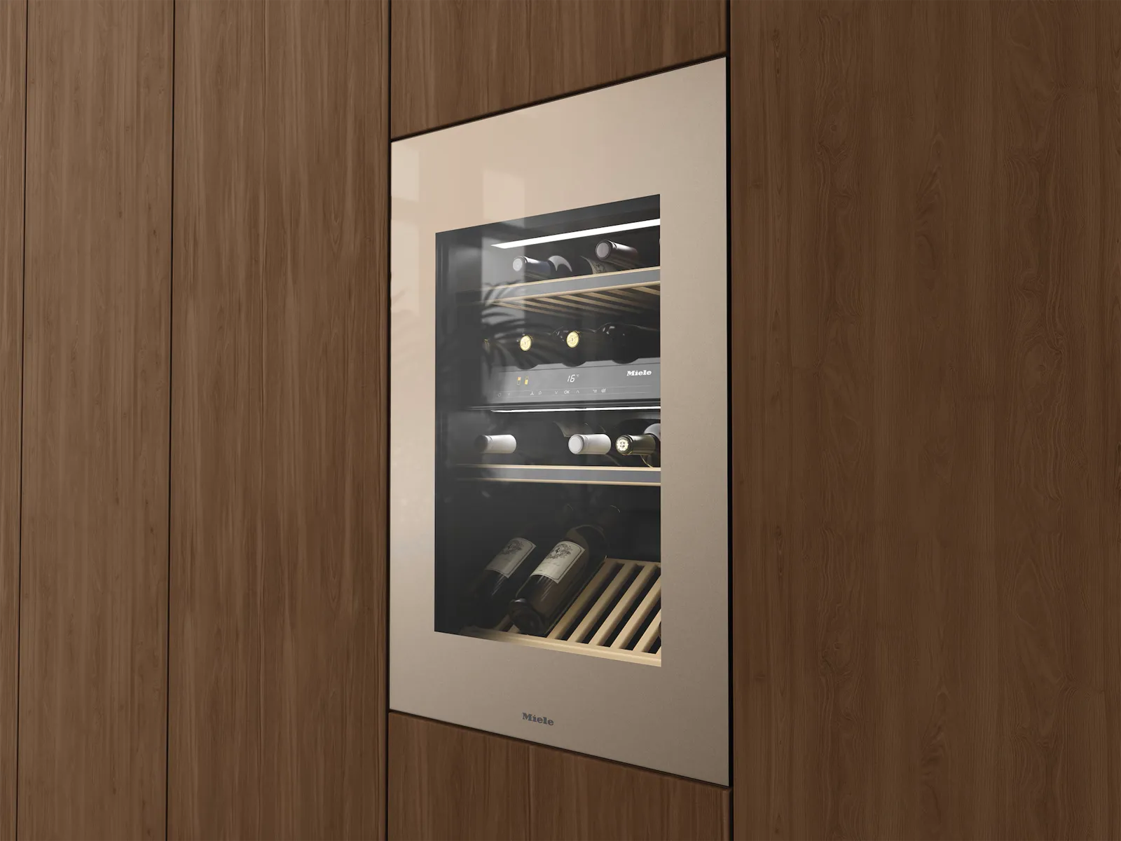 Miele מקרר יינות אינטגרלי גובה 91 ס"מ 33 בקבוקים פתיחה חשמלית ללא ידית תוצרת Miele דגם KWT 6422 Pearl beige — תמונה 13