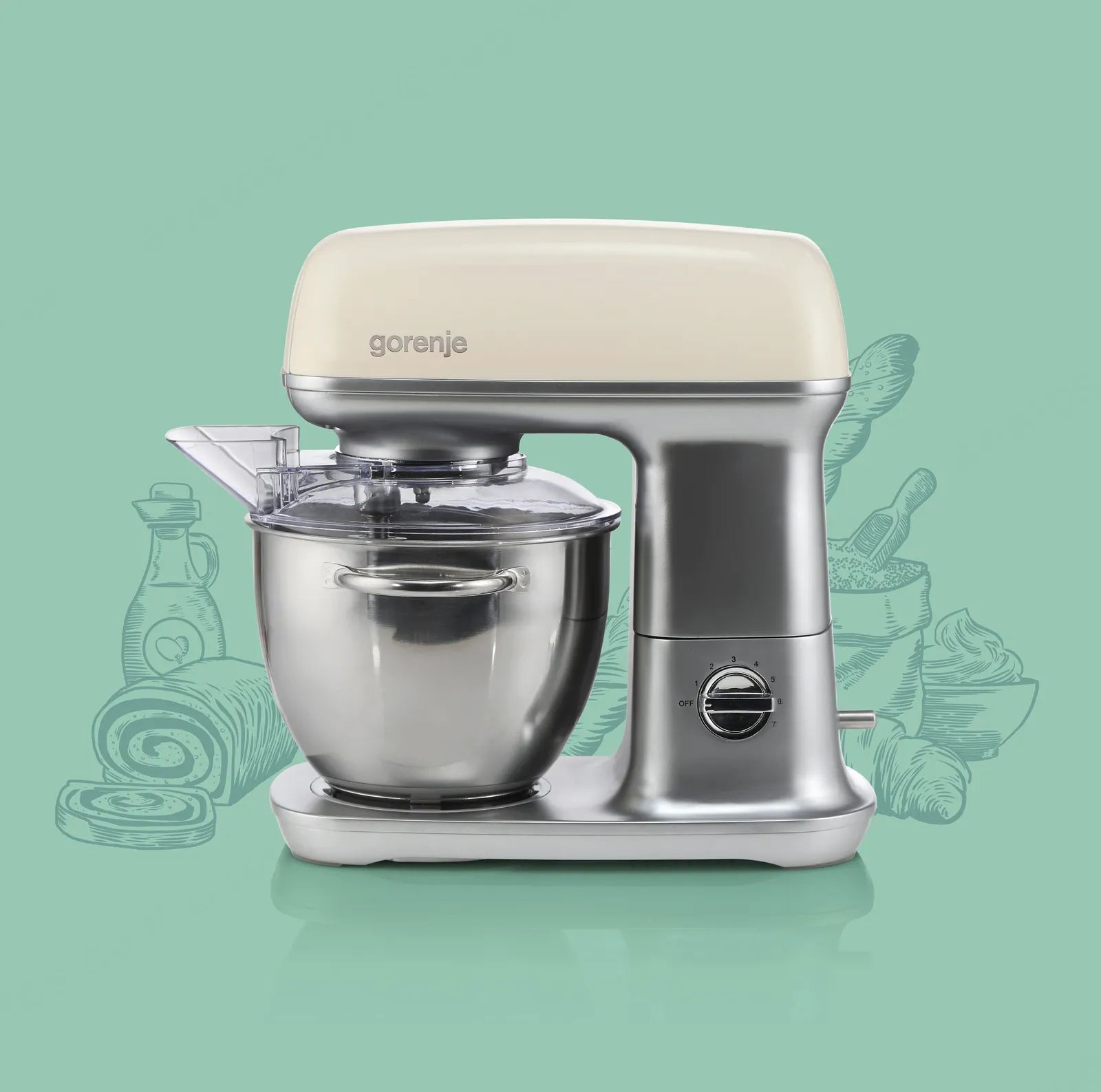 Gorenje מיקסר משולב 4.5 ליטר 1000W סדרת הרטרו גימור שנהב תוצרת Gorenje דגם MMC1000RL — תמונה 2