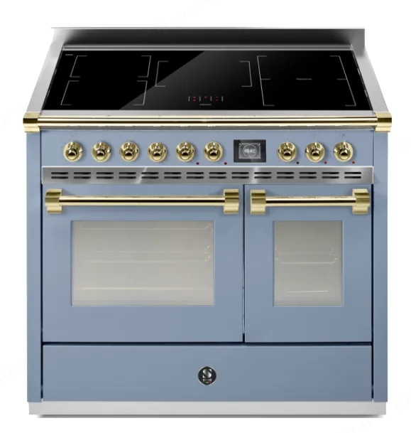 Steel תנור דו תאי COMBISTEAM משולב כיריים אינדוקציה רוחב מטר 315 מעלות גימור תכלת תוצרת Steel דגם Ascot 100 5FI CELESTE — תמונה 2