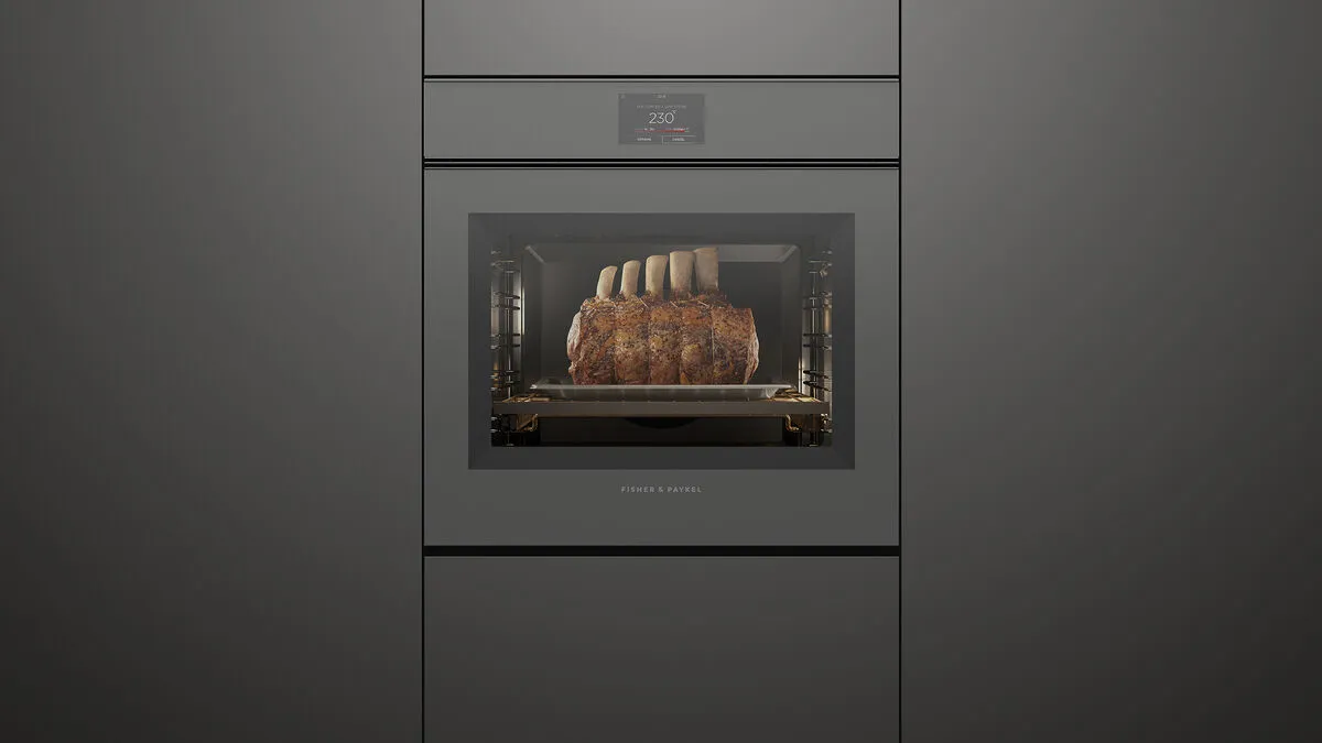 Fisher & Paykel תנוי בנוי 60 ס"מ משולב סטימר לאידוי פתיחה וסגירה חשמלית צג TFT גימור אפור סדרה 11 תוצרת FISHER&PAYKEL דגם OS60SMTNG1 — תמונה 3