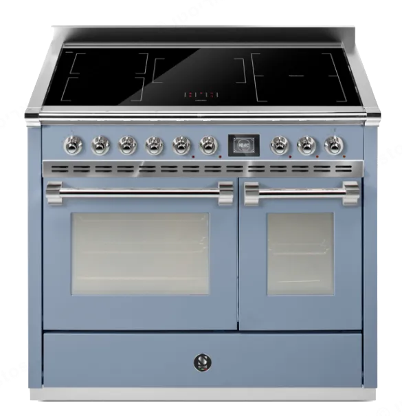 Steel תנור דו תאי COMBISTEAM משולב כיריים אינדוקציה רוחב מטר 315 מעלות גימור תכלת תוצרת Steel דגם Ascot 100 5FI CELESTE — תמונה 4