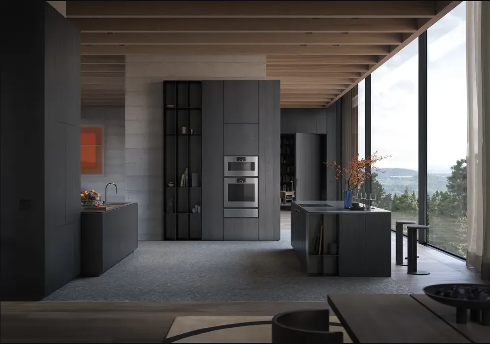 GAGGENAU תנור אידוי 76 ס"מ עם הזנת מים משולב טורבו וגריל דלת צד נירוסטה בציפוי זכוכית מעושנת סדרת Expressive תוצרת GAGGENAU דגם GS481120 — תמונה 2