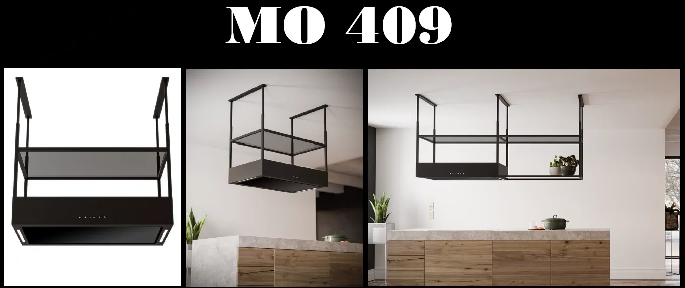 קולט אדים לאי 90 ס"מ גימור שחור מט זכוכית מעושנת תוצרת Sirius דגם MO 409 Symphony