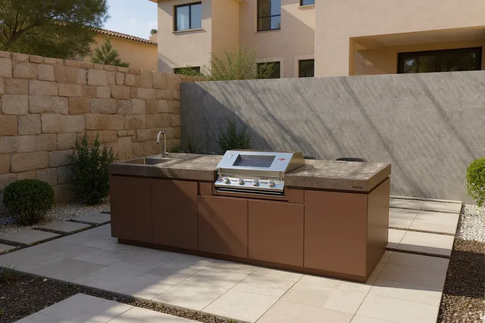 SACHI מטבח חוץ לאי 3 מטר רוחב עומק 95 ס"מ גוף אלומיניום מלא ומשטח גרניט פורצלן מבית SACHI דגם BENEDITA — תמונה 2
