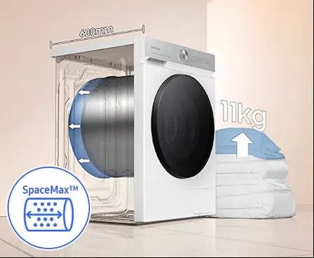 מכונת כביסה פתח חזית 11 ק"ג בטכנולוגיית ™AI Ecobubble מנוע אינוורטר צבע שחור תוצרת Samsung דגם WW11BB9445GB