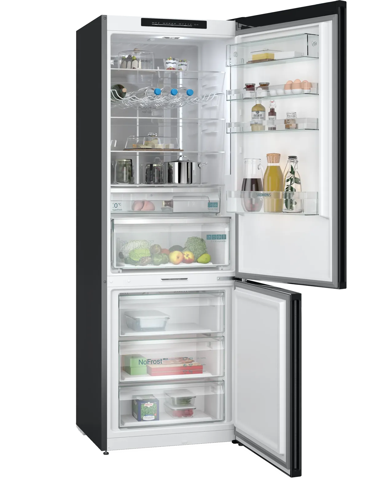 Siemens מקרר קו ארון מקפיא תחתון 140 ס"מ 880 ליטר NO FROST hyperFresh נירוסטה שחורה תוצרת Siemens דגם KG49NVXCG 140 — תמונה 11