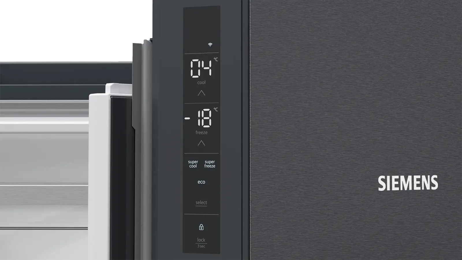 Siemens מקרר 4 דלתות 90.5 ס"מ Home Connect גימור נירוסטה שחורה תוצרת Siemens דגם KF96NAXEA — תמונה 3