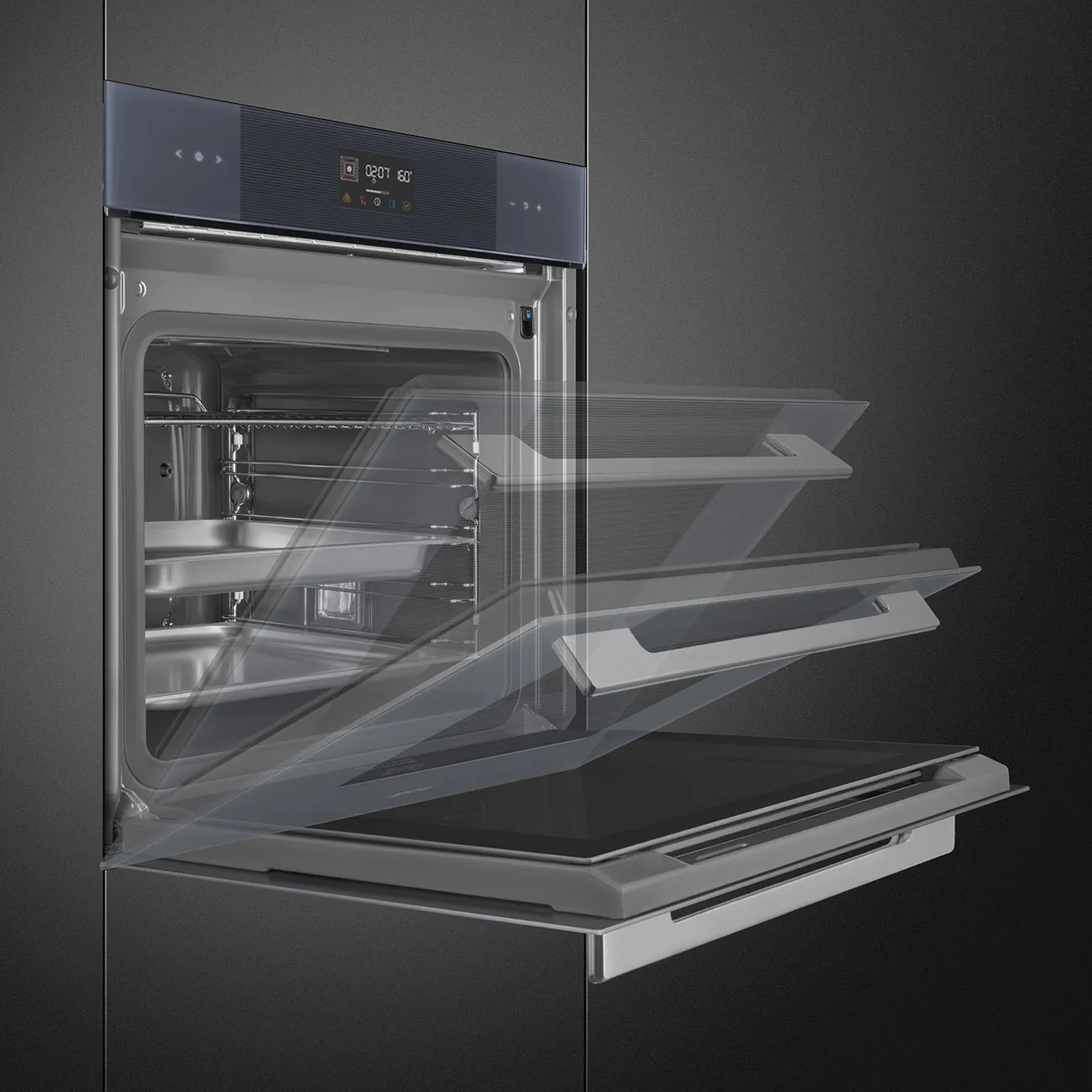 SMEG תנור בנוי 60 ס"מ AirFry טכנולוגיית Galileo גימור אפור מוברש Neptune Grey סדרת LINEA תוצרת SMEG דגם SO6102TG — תמונה 9