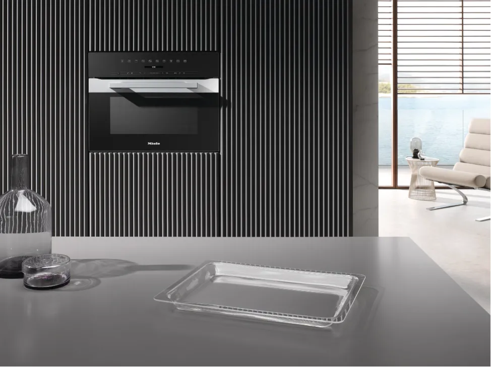Miele תנור בנוי משולב מיקרו 45 ס"מ שחור משולב נירוסטה סגירה ופתיחה שקטה תוצרת Miele דגם H 7240 BM Clst — תמונה 7