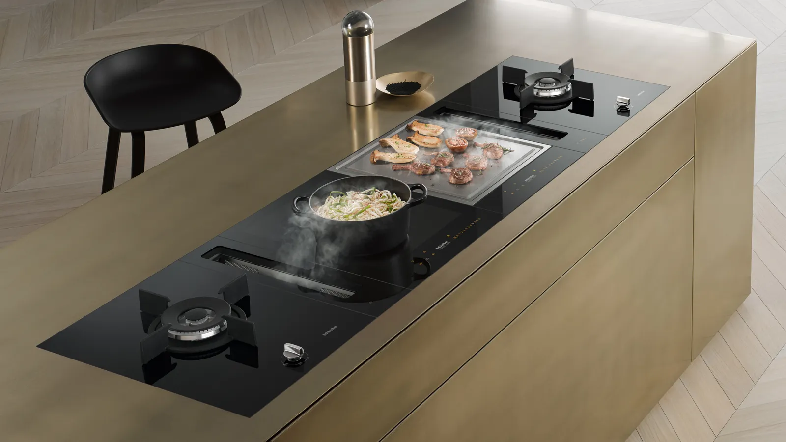 Miele כיריים גז דומינו 38 ס''מ SmartLine זכוכית שחורה MIELE דגם CS 7102-1 FL — תמונה 7