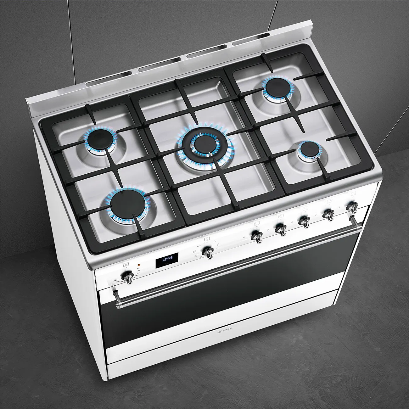 SMEG תנור משולב 90 ס"מ 5 מבערים ניקוי באדים גימור לבן תוצרת SMEG דגם SSA91MAWH2 — תמונה 5