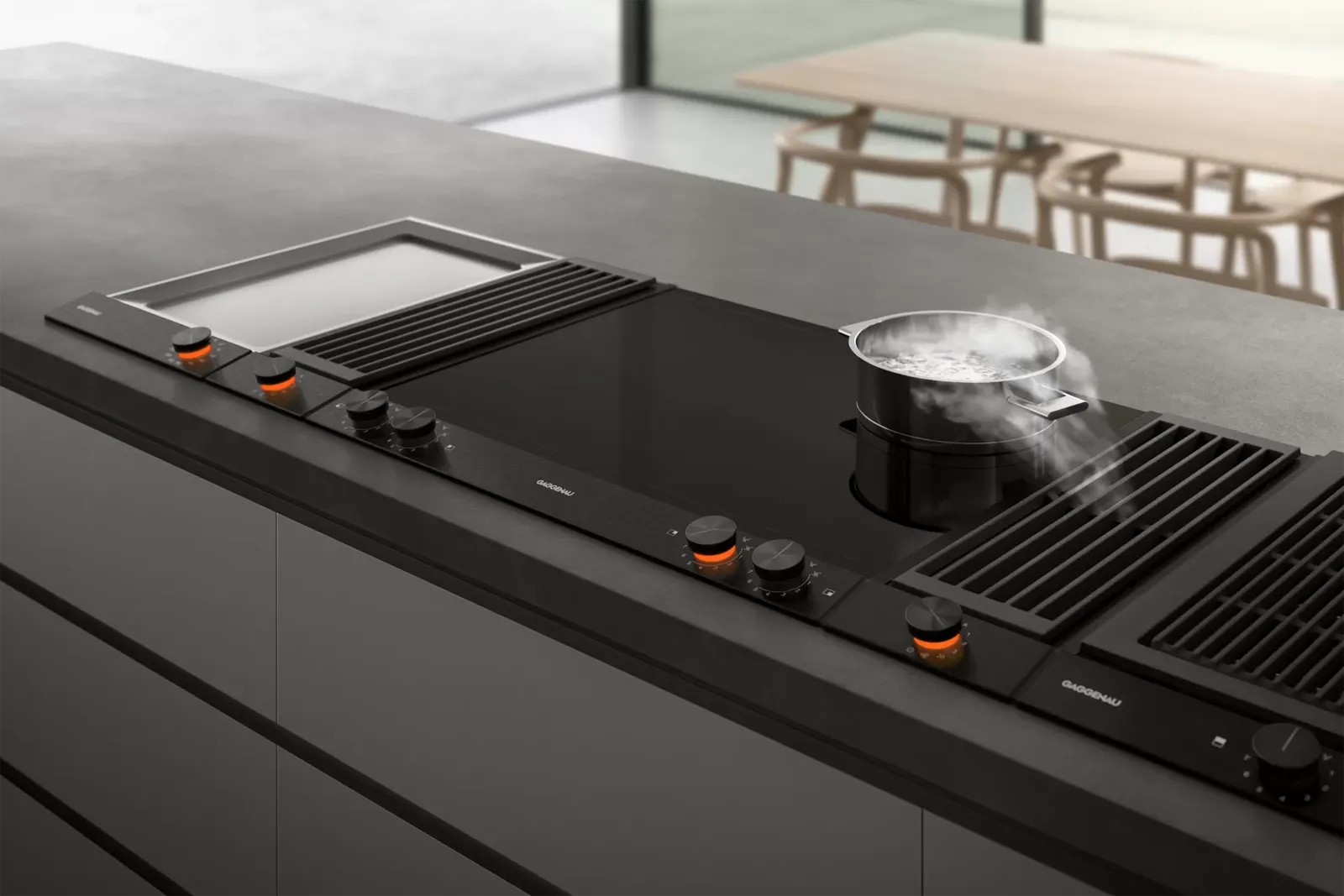 GAGGENAU כיריים דומינו גז 28 ס"מ 2 מבערים נירוסטה פאנל שחור מט סדרה Vario 200 תוצרת GAGGENAU דגם VG232120F — תמונה 4