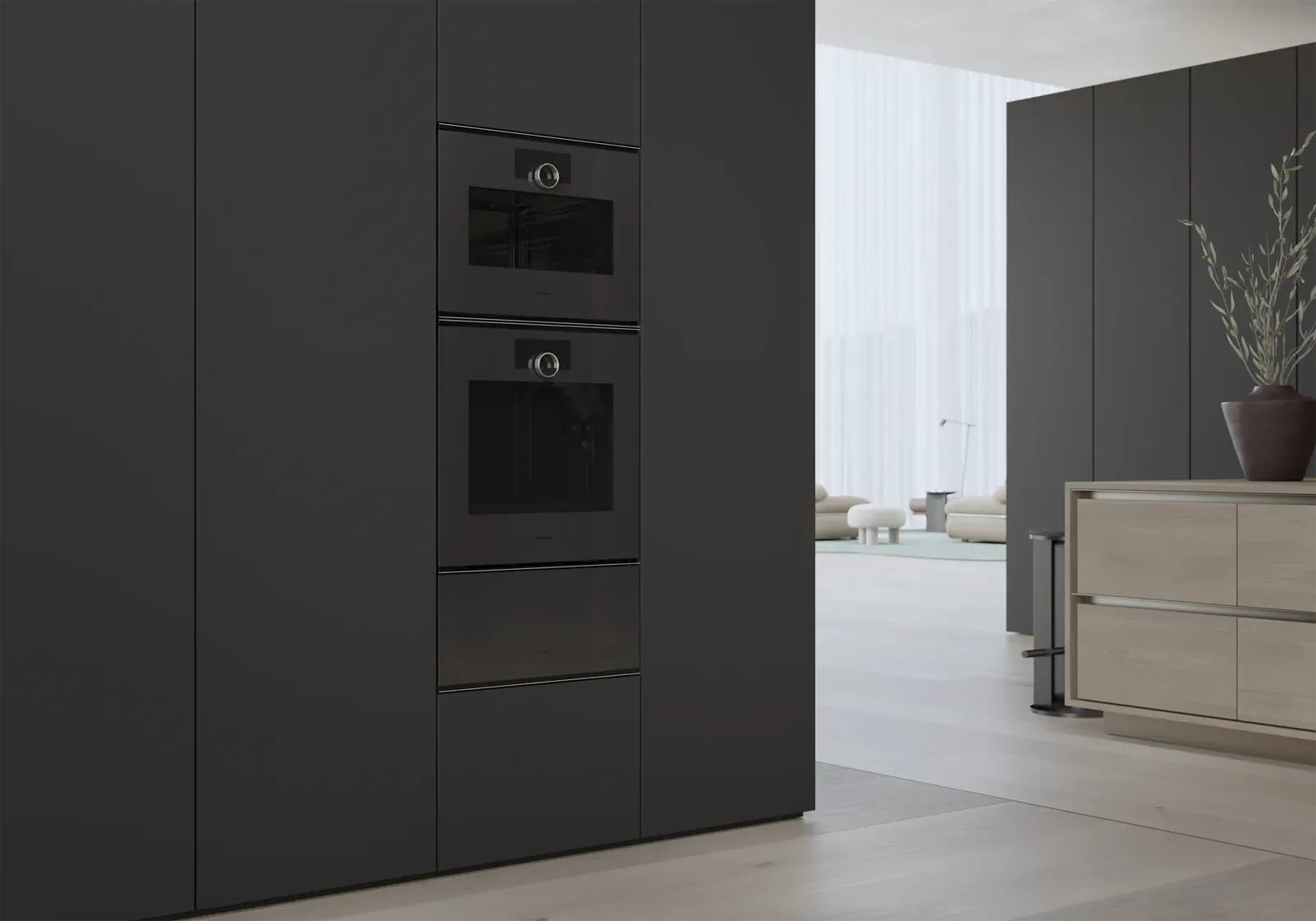 GAGGENAU תנור בנוי פירוליטי 60 ס"מ דלת צד גימור Onyx סדרת Minimalistic תוצרת GAGGENAU דגם GO240100 — תמונה 6