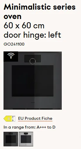 תנור בנוי פירוליטי 60 ס"מ דלת צד גימור Onyx סדרת Minimalistic תוצרת GAGGENAU דגם GO241100