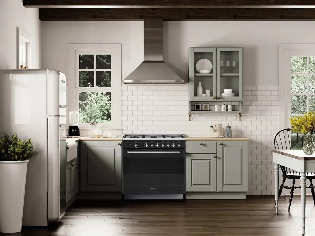 SMEG תנור משולב 90 ס"מ 6 מבערים גימור שחור מט אבן פחם תוצרת SMEG דגם FS9608AS-1 — תמונה 2