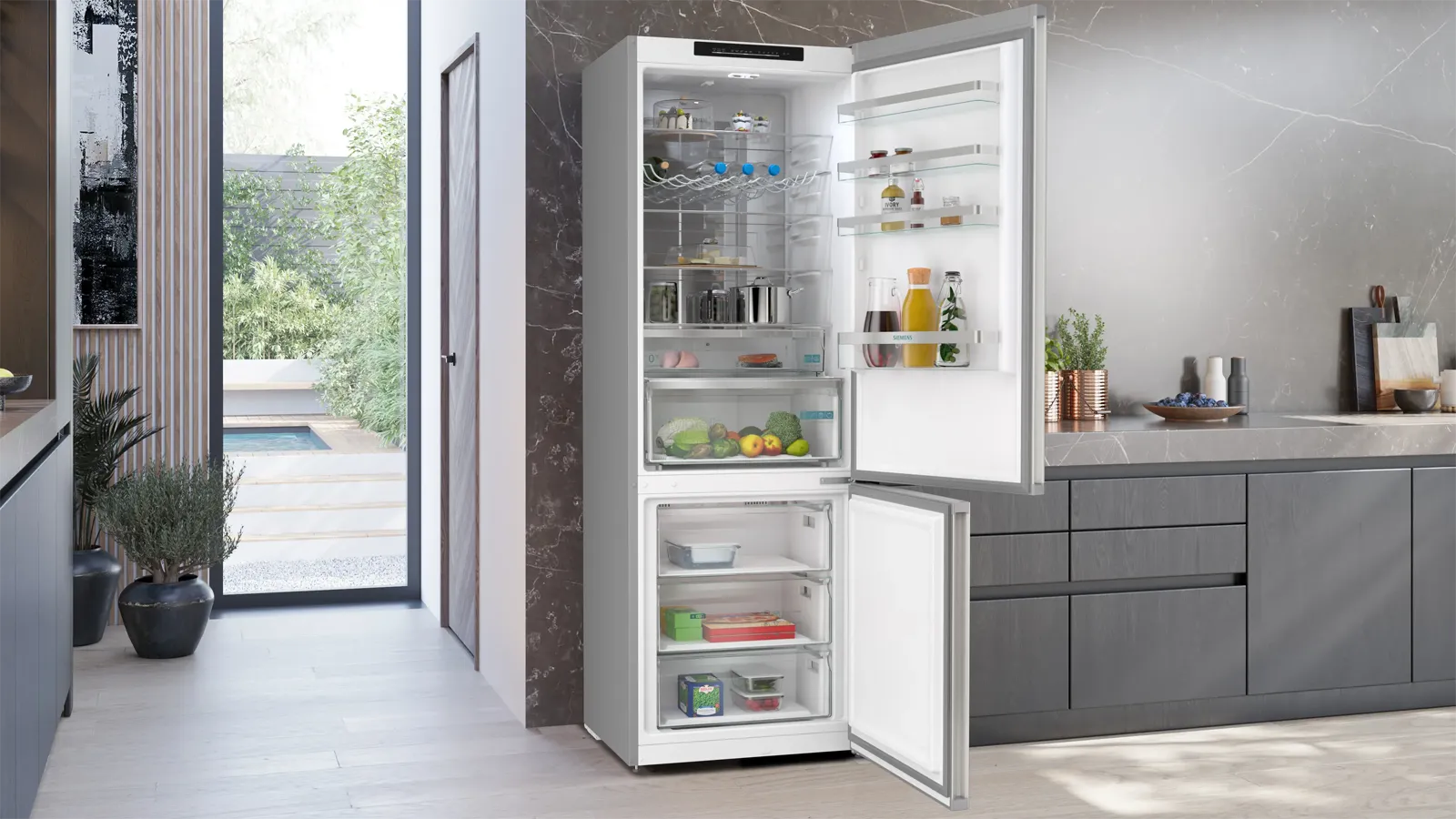Siemens מקרר קו ארון מקפיא תחתון 140 ס"מ 880 ליטר NO FROST hyperFresh נירוסטה מוברשת תוצרת Siemens דגם KG49NVIDG 140 — תמונה 3