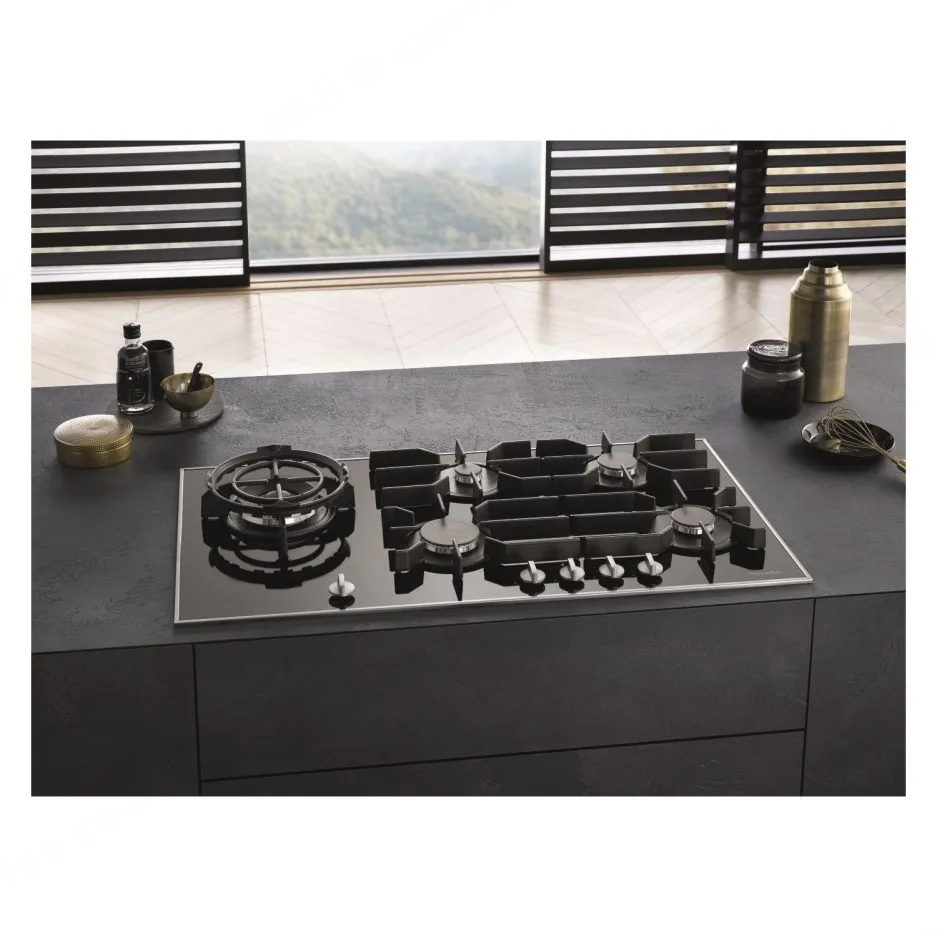 Miele כיריים גז 93 ס"מ חיפוי זכוכית שחורה כולל להבת טורבו וטיימר MIELE KM3054 — תמונה 2