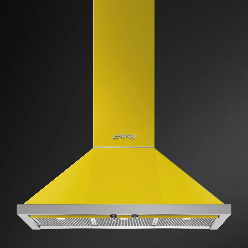 SMEG קולט אדים 90 ס"מ צמוד קיר צבע צהוב סדרת Portofino תוצרת SMEG דגם KPF9YW — תמונה 3