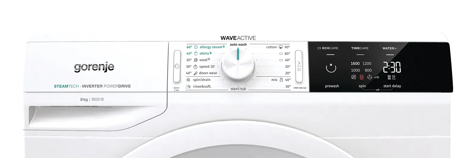 Gorenje מכונת כביסה 8 ק"ג 1600 סל"ד עם תכנית בקיטור תוצרת Gorenje דגם : WEI863S — תמונה 4