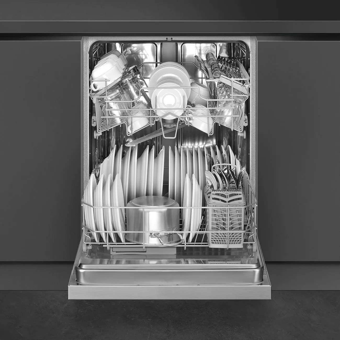 SMEG מדיח כלים חצי אינטגרלי 60 ס"מ, פאנל עליון מנירוסטה ללא טביעות אצבע תוצרת SMEG דגם PL2123XIN — תמונה 3