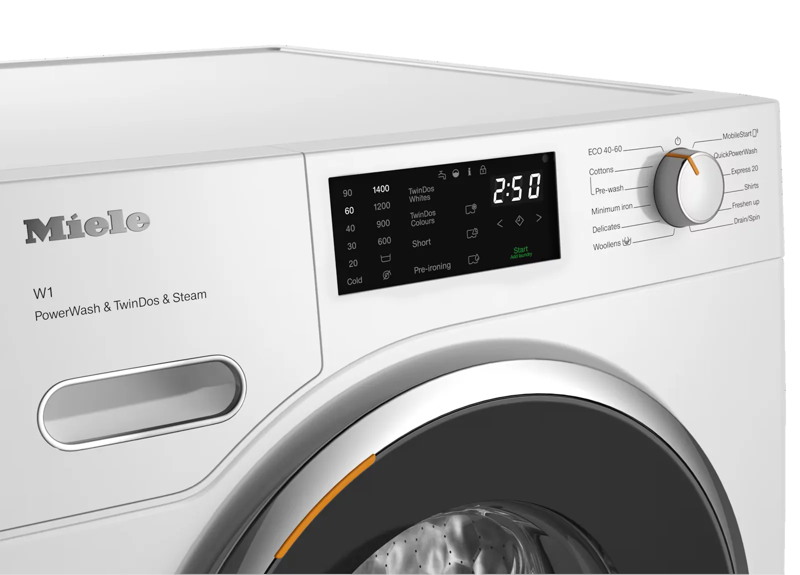 Miele מכונת כביסה פתח חזית 9 ק''ג 1400 סל"ד טיפול בקיטור PWash&TDos&Steam תוצרת Miele דגם WWG 880 WCS — תמונה 14