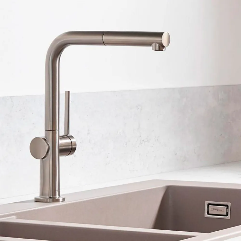 HANSGROHE ברז מטבח נשלף בגימור נירוסטה מוברשת TALIS מבית HANSGROHE גרמניה דגם 72808800 — תמונה 4