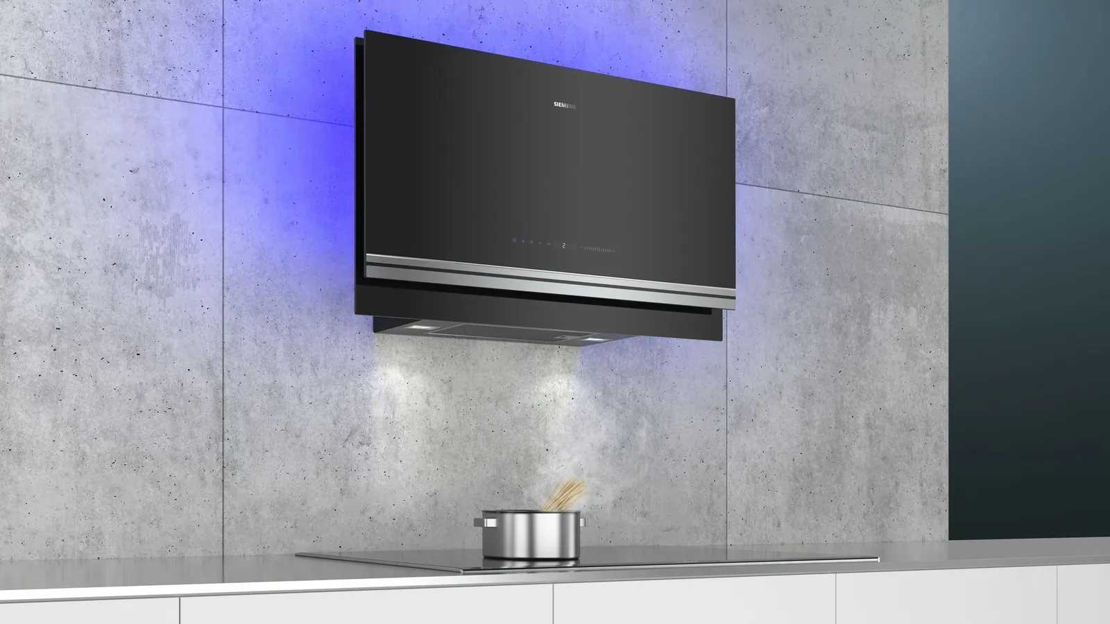 Siemens קולט אדים צמוד קיר 90 ס"מ גימור שחור תוצרת Siemens iQ700 דגם LC97FVW60 תצוגה — תמונה 7