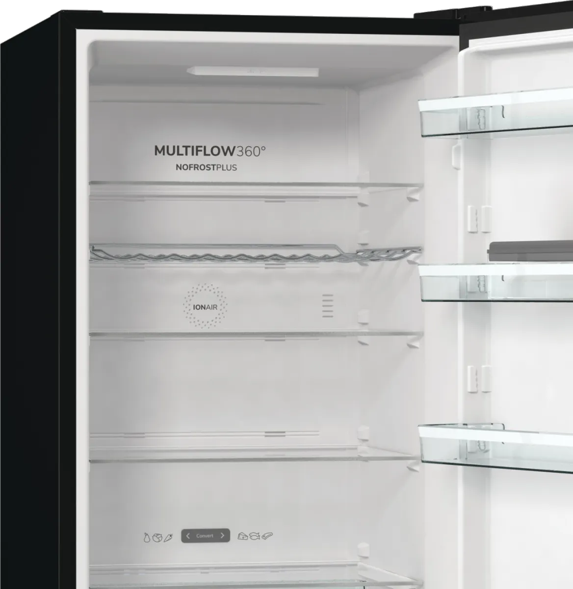 Gorenje מקרר 120 ס"מ מקפיא תחתון גמיש 2 מטר גובה 722 ליטר מנוע אינוורטר נירוסטה שחורה תוצרת Gorenje דגם NRC6204SBXL4 — תמונה 14