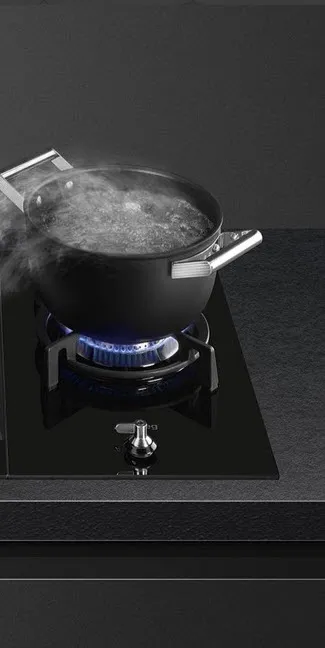 SMEG כיריים דומינו גז ברוחב 30 ס"מ מבער ווק 6KW זכוכית שחורה תוצרת SMEG — תמונה 3