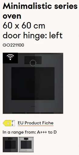 תנור בנוי 60 ס"מ דלת צד גימור Onyx סדרת Minimalistic תוצרת GAGGENAU דגם GO221100